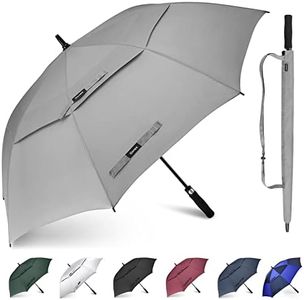 Gonex 68 Inch Extra Large Golf Umbrella, Automatic Open Travel Rain Umbrella with Windproof Water Resistant Double Canopy, Oversize Vented Umbrellas for 2-3 Men and UV Protection, Grey