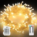 Twinkle Star 20m 200 LED Fairy Lights Battery Operated, Remote Control Battery Christmas Lights with Timer & 8 Mode, IP44 Waterproof Indoor Outdoor Xmas Tree Lights for Home Christmas Decorations