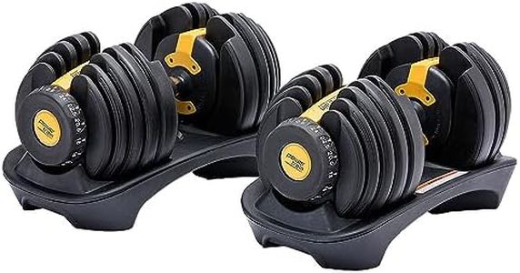 Powertrain 48kg Adjustable Dumbbells Pair (2 x 24kg) Weight Gym Set for Home Fitness 15 -IN-1 Settings (Gold)