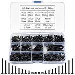 M3 Nuts and Bolts Set, 750 Pcs Hexagon Socket Head Cap Screws, Black Hex Socket Cap Head Screws, Machine Screws Bolts and Nuts and Flat Washers Assortment Kit, for Bicycle Motorcycle Repair (A)