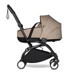 BABYZEN YOYO² Black Frame + Taupe Bassinet - Includes Thick Double Mattress, Ventilated Shell & Canopy