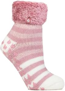 HEAT HOLDERS Original Thermal Lounge Socks Women's Sizes (5-9US, 4-8UK, Aberfeldy-Rose Blush Stripe)