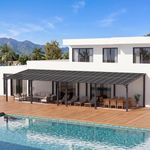 Aoxun 42' x 10' Pergola for Patio, Gazebo with Sloped Roof, Grill Pergola Large Wall-Mounted Heavy Duty Awnings, for Backyard, Deck, Patio