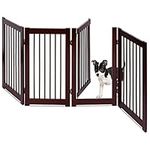 HAPPAWS Extra Wide Walk Through Pet Gate with Door, 4- Panel 30 inch Wooden Puppy Playpen, Freestanding Stair Gates, Folding Indoor Pet Enclosure Room Divider for House, Stairs, Doorway