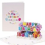 Birthday Card for her with Balloons, Presents | Colourful 3D Pop Up Card for wife | Greeting Card, Birthday Gift Voucher, Card Birthday, G24