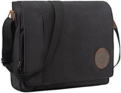 Leathario Besace Homme en Toile et Cuir Véritable, Sacs d'épaule Sac Bandoulière Rétro Vintage Besace pour Voyage Loisir Bureau Quotidien