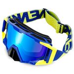 NENKI Motocross Goggles, Motorcycle Goggles & Ski Goggles with Removable Nose Cover, MTB Goggles for Men and Women, for MX ATV Off-Road Dirt Bike (Blue)