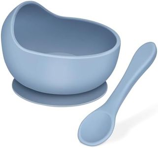Blissora Silicone Suction Baby Bowl with Baby Led Weaning Spoon Self Feeding, Baby & Toddler Feeding Supplies, Silicone Baby Feeding Set, Blue