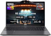 15.6 Business-gaming-Laptop, 6-Cores AMD Ryzen 5 6600H 660M 6nm GPU, 32GB DDR5 1TB SSD(Beat i5-12450H up to 4.5GHz)100W Type-C FHD IPS Laptop-Computer with Fingerprint Backlit Keyboard WiFi5 Win11
