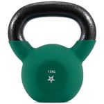 Yes4All Kettlebell, 12KG Cast Iron, Neoprene Coated, Dark Green for Strength Training