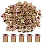 Glarks 50Pcs 3/8"-16UNC Zinc Plated Carbon Steel Rivet Nut Flat Head Rivnut Threaded Insert Nuts Set (3/8"-16UNC)