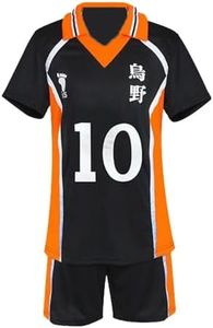 CHLOBLOM Karasuno Uniform Shouyou Hinata Cosplay Costume Shirt Shorts Volleyball Jersey, Color 7, Large