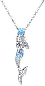 Cuoka Mermaid Necklace 925 Sterling Silver Mermaid Pendant Necklace Nautical Ariel Necklace Jewelry for Women Mermaid Lover