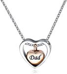 QeenseKc Rose Gold Double Heart Urn Necklaces for Ashes Dad Cremation Jewelry for Ashes Keepsake Memorial Pendant Jewelry UR_DL_Rose Heart2_Dad