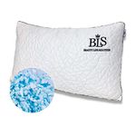 BLS Pillows - Adjustable Shredded Gel Memory Foam Pillow-CertiPUR-US® - Hypoallergenic - Soft and Conforming-Soft Bamboo Pillow Case -Bed Pillows for All Side Sleepers … (Queen 1 PK)