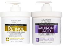 Advanced Clinicals - Retinol Cream + Hyaluronic Acid Lotion for Face and Body Skin Care Anti-Aging Creams for Dry Skin