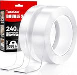 2 Rolls Total 20FT Double Sided Tape Heavy Duty (0.8" & 1.2" Width) Removable & Reusable Multipurpose Transparent Wall Mounting Tape, Strong Adhesive Sticky Tape for Home Office Car Decoration Outdoor