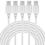 Micro USB Cable (5-Pack, 10FT) Android Charger, SMALLElectric Micro USB Charger Cable Long Android Phone Charger Cord for Samsung Galaxy S7 S6 Edge J7 S5,Note 5 4,LG 4 K40 K20,MP3,Kindle,Tablet,White