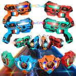 VATOS Rechargeable Laser Tag Set of 4 Players - Real-time Data SYNC Infrared Laser Tag Sets, Multi Player Lazer Tag Shooting Game for Kid Teen Age 6-12 year old Indoor & Outdoor Play