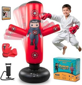 PUNCHO Punching Bag for Kids: 63" Kids Punching Bags 3-8 with Gloves, Pump, PUNCHO eBook - Kid Boxing Bag Set & Birthday Gift (Red Kids Punching Bag)