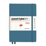 LEUCHTTURM1917 367620 Weekly Planner Medium (A5) 2024, with booklet, Stone Blue, English