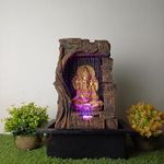 Merupam Ganesha Tabletop Waterfall Fountain with LED, Meditation Relaxing Indoor Decoration, Zen Fountain for Home, Office, Bedroom Decoration (M-VAR-Ganesh) (Brown Ganesha W)