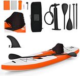 COSTWAY 10.8ft Inflatable Kayak, 1 Person Sit on Canoe with Adjustable Aluminum Oar, Hand Pump and Padded Seat, Paddle Kayaks Blow up Boat for River Lake Sea (Orange)