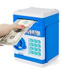 Subao Electronic Piggy Bank Kids Toys for 3-12 Year Old Boys Girls ATM Saving Coin and Real Money Bank Machine with Password Lock Auto Scroll Money Bank Box Children Birthday Xmas Gifts Blue