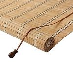 Sh000ad Bamboo Slat Roll Up Window Blind,Retro Bamboo Roller Blinds,Light Filtering Hanging Wooden Blackout Blinds,Bamboo Shades for Indoor/Outdoor,Custom,Width x Height (130cm x 130cm(51in x 51in))