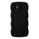 Caseative for iPhone 11 Case, Solid Color Curly Wave Frame Soft Compatible with iPhone Case (Black,iPhone 11)