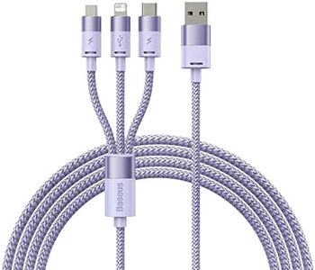Baseus StarSpeed 3-in-1 Fast Charging Cable | USB to Micro+Lightning+Type-C | 3.5A High-Speed Charging | 480Mbps Data Sync | 1.2m Nylon Braided Cable (Purple)