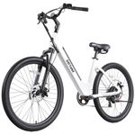 Gotrax Dolphin 26" Electric Bike, Max Range 30Miles(Pedal-assist1)&20Mph Power by Peak 500W, 5 Pedal-Assist Levels&Front Suspension, 7-Speed&Boost Mode, E-Bike for Adult Leisure Riding/Commuting White