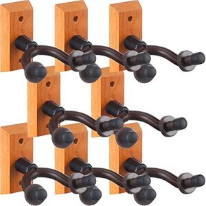 Tudomro 8 Pcs Guitar Hanger Wall Mount Guitar Holder Guitar Stand Guitar Hooks for Wall Guitar Wall Mount Bracket Holder Metal Holder Hanger with Screws for Acoustic Electric Bass Guitar (Oak)