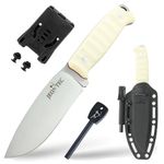 JEO-TEC Nº3 Bushcraft Survival Field Hunting Fixed Blade Knife, MOVA Stainless Steel, 4-5/16in Blade, Mikarta Handle, Sheath, Handmade knife