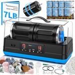 KomeStone Ultra Quiet Brushless Rock Tumbler Kit – 7LB Dual-Barrel Capacity with Noise-Canceling Cover, Up to 6× Quieter, Includes All Accessories, Professional Rock Polisher for Adults & Gift Giving