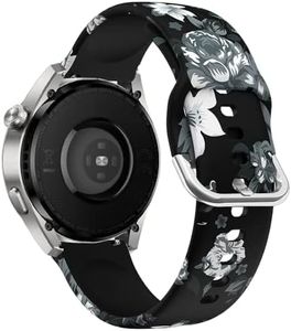 SeNool 22mm Bracelet pour Huawei Watch GT 4 46mm/Watch 4/Watch 4 Pro/Watch Ultimate/Watch Buds/Watch GT 3 Pro 46mm, Silicone Remplacement Band pour Huawei Watch GT 3 46mm/Watch GT Runner - Fleur Grise