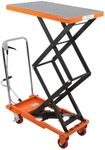 GarveeTech Hydraulic Lift Table Cart 770 lbs - Double Scissor Design with 59" Lift Height, 4 Wheels, and 3mm Non-Slip Pad for Material Handling and Transportation