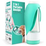 Uppetly Dog Water Bottle, Pet Water Bottle with Food Container and Drinking Feeder, Leak Proof, BPA-Free, Portable Foldable Puppy Water Cup Dispenser for Outdoor Walking, Travel, Large Light Blue