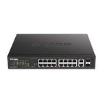 D-Link 18-Port Fast Ethernet Unmanaged PoE Desktop/Rackmount Switch, 16 PoE Ports, 2 Gigabit Combo Uplink Ports, Rugged Metal Housing, 247W PoE Budget (DES-1018MPV2)