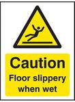 Caledonia Signs 14287A Caution Floor Slippery When Wet Sign, 100 mm x 75 mm, Rigid Plastic