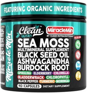Clean Nutra Sea Moss Capsules with Ashwagandha, Black Seed Oil, Burdock Root, Bladderwrack, Moringa, Chlorella, Spirulina, Turmeric, Elderberry, Amla – 90 Vegan Capsules – MiracleMin