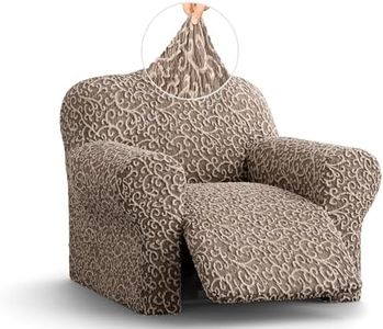 PAULATO BY GA.I.CO. Recliner Cover - Reclining Chair Slipcover - Soft Polyester Fabric Slipcover - 1-Piece Form Fit Stretch Furniture Protector - Jacquard 3D - Brown Arabesco (Recliner Cover)