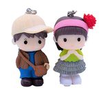 Cute Couple Unique Design Ceramic Toy keychain Husband/wife-(Ivory/Green)