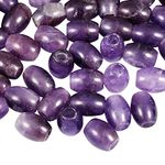 TUMBEELLUWA Stone Bead for Jewelry Making, Healing Crystal Large Hole Oval Shape Loose Beads Pack of 15,Amethyst