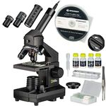 National Geographic 9039100 40x1024 Microscope set for children and adults with light/translucency function and USB camera as well as extensive accessories including practical transport case, black