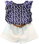 2PCS Set Toddler Kids Baby Girls Outfits Clothes T-Shirt Vest Tops+Shorts Pants(2-6 T) (Blue 4-5 Years)