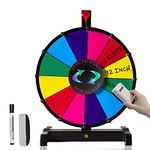 HC Display 12" Tabletop Spinning Prize Wheel 12 Slots with Durable Plastic Base, 2 Pointer, for Fortune Spin Game in Party Pub Trade Show Carnival