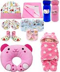 First Kick New Born Baby Gift Set Combo Pack,Pink for Baby Boys and Baby Girls Pack of 11