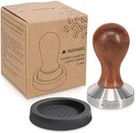 Navaris Coffee Tamper - Handheld Stainless Steel Espresso Press with Walnut Handle for Coffee Grounds - 2 inch (51 mm) Coffee Ground Compressor