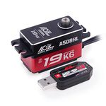 AGFRC 19KG Low-Profile High-Torque Programmable-Digital-Servo - Full Metal Gear CNC Case Brushless Servo for 1/10 RC Models, Control Angle 180° (A50BHL&AGF-SPV3)